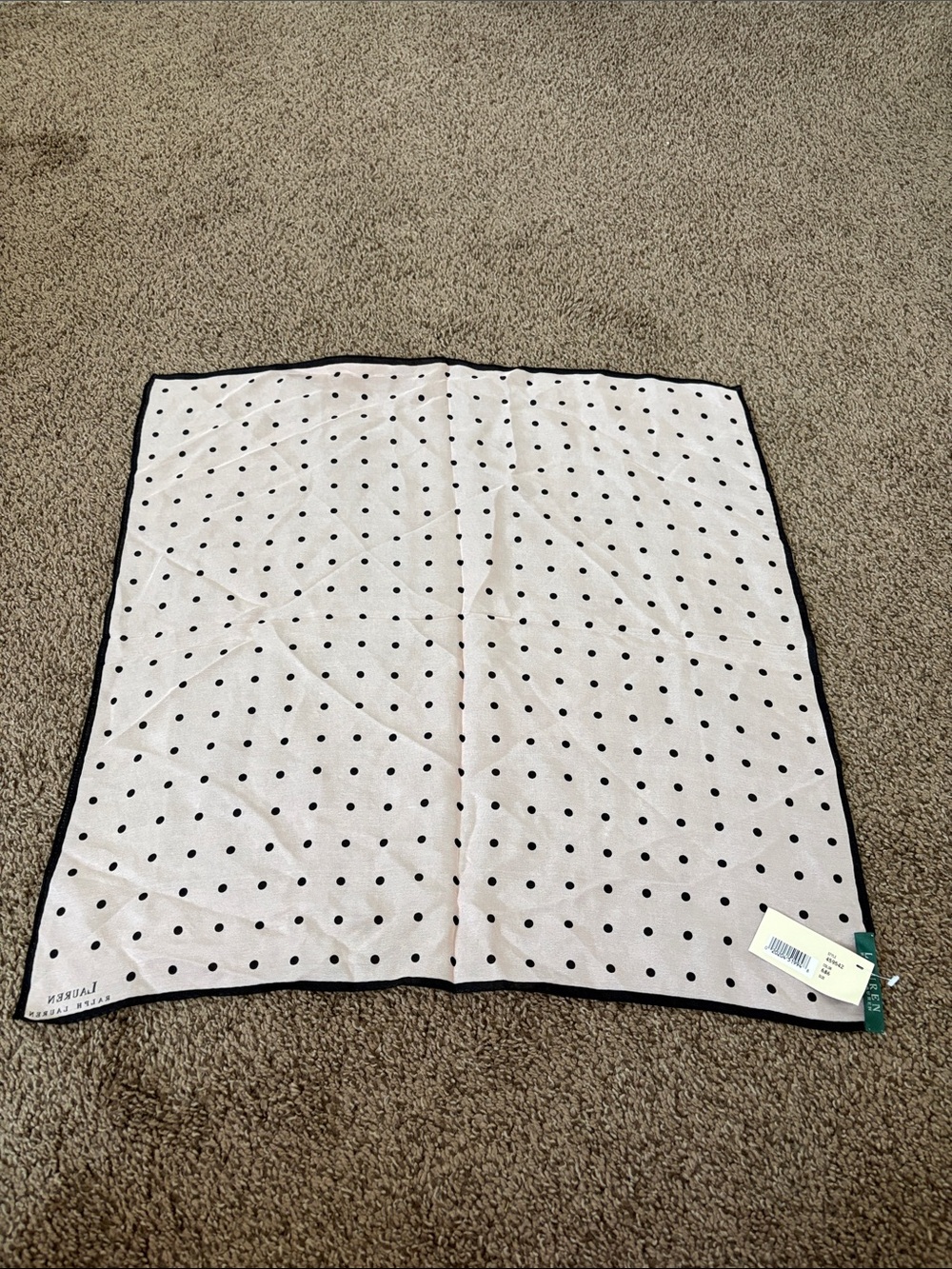 Lauren Ralph Lauren Black Polka Dot Scarf on Cream